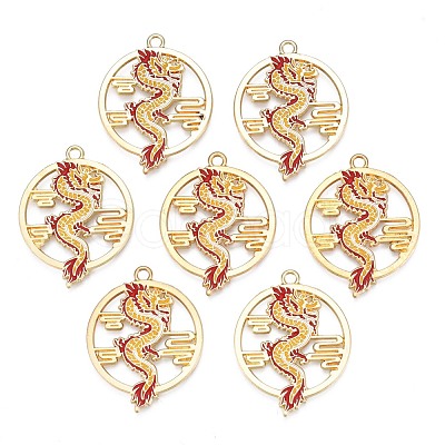 Rack Plating Alloy Enamel Pendants ENAM-N055-079-1