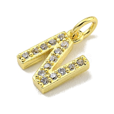 Letter Brass Micro Pave Clear Cubic Zirconia Pendants KK-K354-06G-N-1