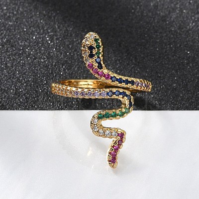 Brass Micro Pave Cubic Zirconia Cuff Rings X-RJEW-S044-049-1