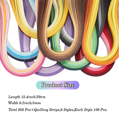 9Sets 9 Styles Gradient Rectangle Quilling Paper Strips DIY-CP0012-32-1