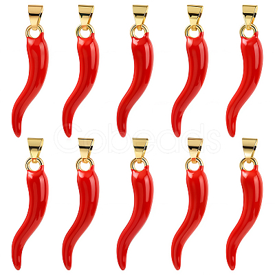 10Pcs Brass Enamel Pendants KK-SC0006-88-1