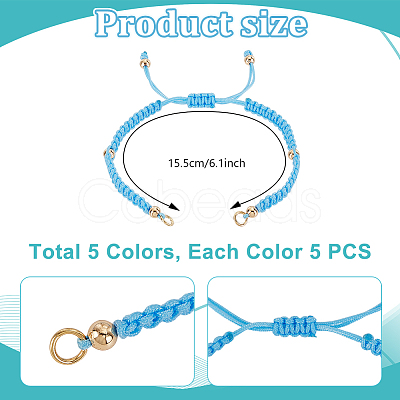 25Pcs 5 Colors Braided Nylon Cord Bracelet Making BJEW-PH01861-1