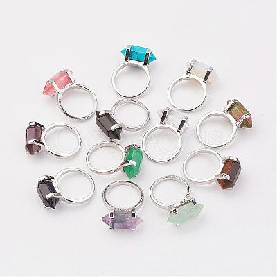 Natural & Synthetic Mixed Stone Finger Rings RJEW-P121-A-1