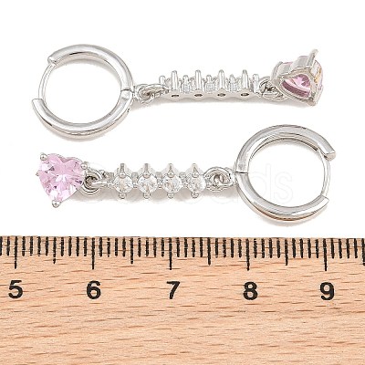 Brass Micro Pave Cubic Zirconia Hoop Dangle Earrings KK-CBA8324-07P-01-1