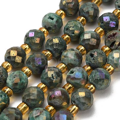 Electroplated Natural Druzy Geode Crystal Beads Strands G-F833-P01-8mm-03-1