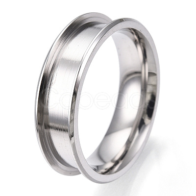 201 Stainless Steel Grooved Finger Ring for Women STAS-WH0039-09C-P-1
