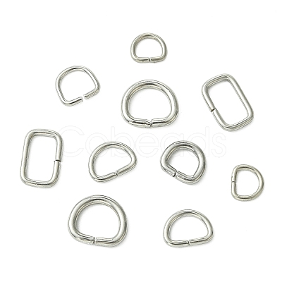 60Pcs 6 Styles 304 Stainless Steel D Rings STAS-CJ0003-36-1