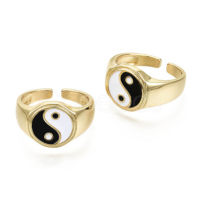 Brass Enamel Cuff Rings X-RJEW-S044-136-NF-1