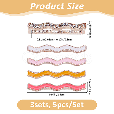 15Pcs 3 Colors Alloy Wave Watch Band Charms for Watch Loops Accesssories FIND-FH0017-65-1