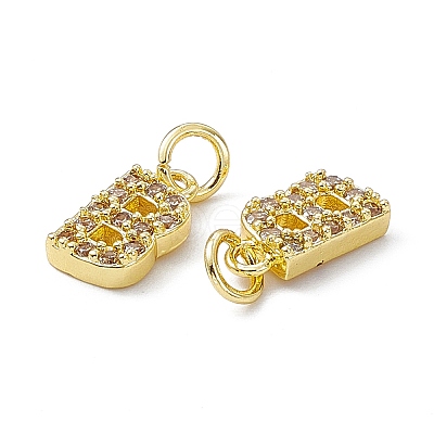 Real 18K Gold Plated Brass Micro Pave Clear Cubic Zirconia Charms KK-E068-VB452-B-1