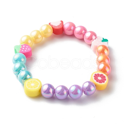 Opaque Acrylic Beads Stretch Bracelet Sets for Kids BJEW-JB06403-1
