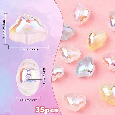 35Pcs 7 Colors Transparent Acrylic Beads MACR-YW0004-64-1