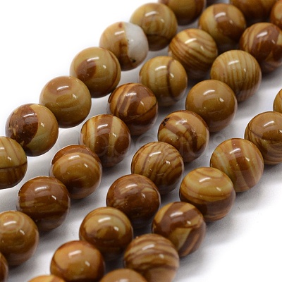 Natural Wood Lace Stone Beads Strands X-G-G763-05-10mm-1