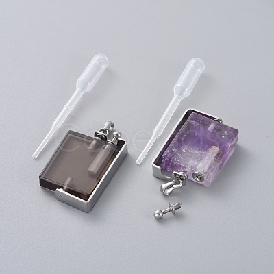 Rotatable Natural Quartz Perfume Bottle Pendants G-M362-03P-1