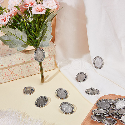 20Pcs Vintage Alloy Brooch Cabochon Bezel Settings FIND-ME0002-16-1