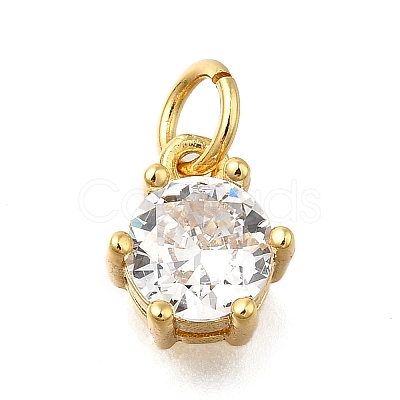 Brass Pave Cubic Zirconia Pendants X-KK-V002-23G-01-1