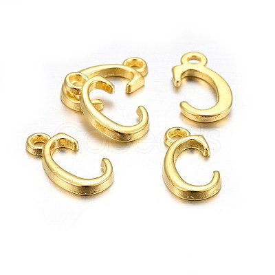 Golden Plated Alloy Letter Pendants X-PALLOY-J718-01G-C-1