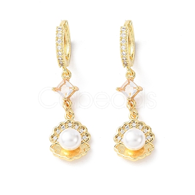Brass Micro Pave Cubic Zirconia Hoop Earrings EJEW-A149-04B-G-1