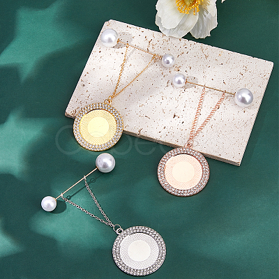 3Pcs Flat Round Pendants Alloy Brooches JEWB-FH00009-1