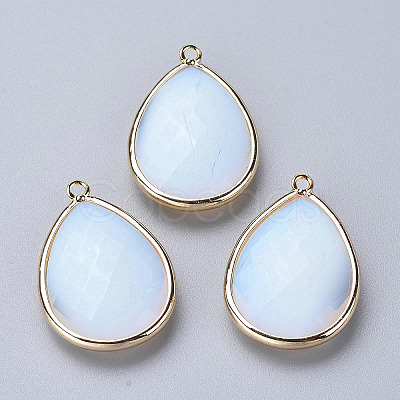 Faceted Opalite Pendants G-M356-C01-LG-1