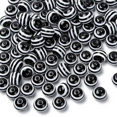 Round Striped Resin Beads RESI-R158-10mm-11-1