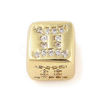 Brass Micro Pave Clear Cubic Zirconia European Beads KK-K368-01G-03-1