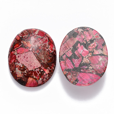 Synthetic Gold Line Imperial Jasper Cabochons G-R457-02C-1