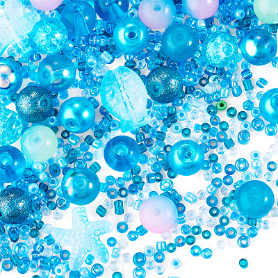 1Bag Mixed Styles Glass Beads GLAA-TADJ0001-10D-1