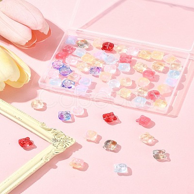60Pcs Transparent Spray Paint Glass Beads GLAA-FS0002-10-1