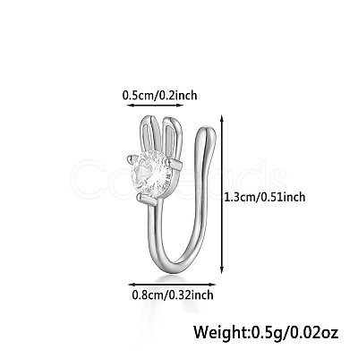 925 Sterling Silver Pave Clear Cubic Zirconia Rabbit Nose Rings MA2524-12-1