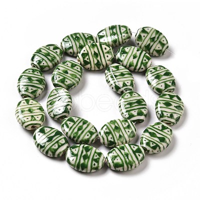 Handmade Printed Porcelain Beads PORC-F005-01B-1