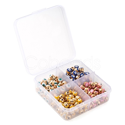200Pcs 4 Colors Alloy Enamel Beads ENAM-LS0001-82-1