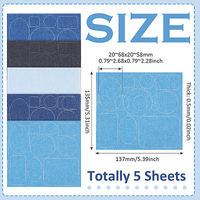 5 Sheets Denim Self-adhesive Patches PATC-TA0001-61-1