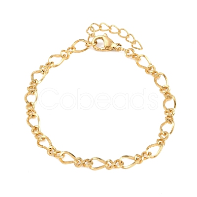 304 Stainless Steel Infinity Link Chain Bracelets BJEW-D458-05G-1