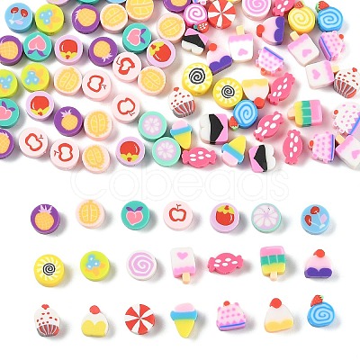100Pcs 2 Styles Handmade Polymer Clay Beads CLAY-FP0001-11A-1