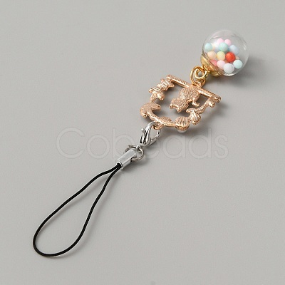 Alloy Enamel Arch with Cat & Ball Phone Charm Mobile Straps HJEW-WH0007-28-1
