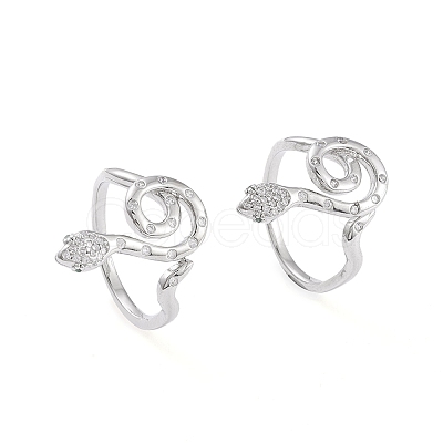 Brass Micro Pave Clear Cubic Zirconia Cuff Rings RJEW-P015-05-1