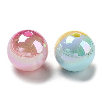UV Plating Rainbow Iridescent Opaque Acrylic Beads MACR-D081-02-1
