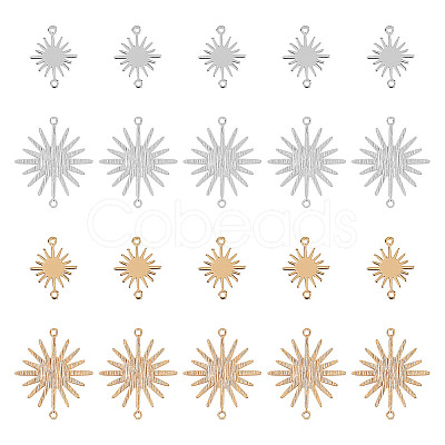 32Pcs 4 Styles Brass Solar Eclipse Links Connectors KK-DR0001-10-1