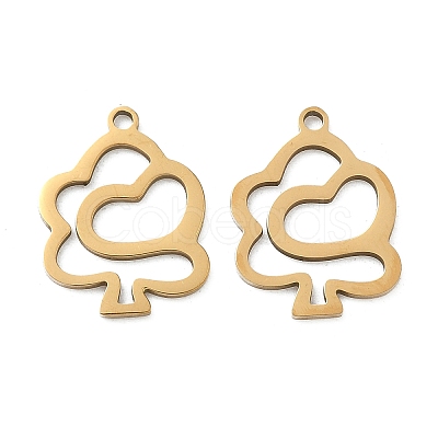 Hollow 201 Stainless Steel Pendants STAS-F337-10E-G-1