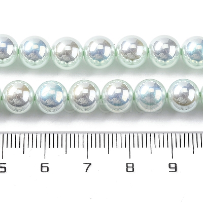 UV Plating Pearlized Glass Pearl Beads Strands GLAA-F128-01B-T13-1