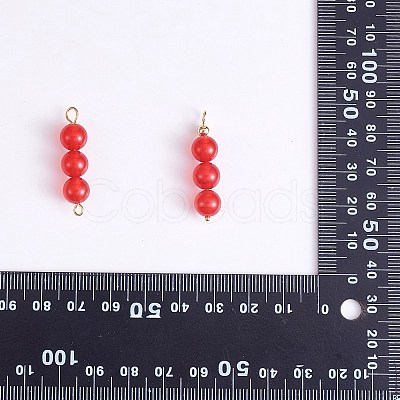 10Pcs Triple Natural Malaysia Jade Round Beaded Connector Charms PALLOY-SW00003-04-1