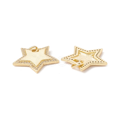 Brass Micro Pave Clear Cubic Zirconia Pendants X-KK-G415-16G-1