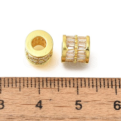Rack Plating Brass Micro Pave Cubic Zirconia Beads KK-F883-05G-1