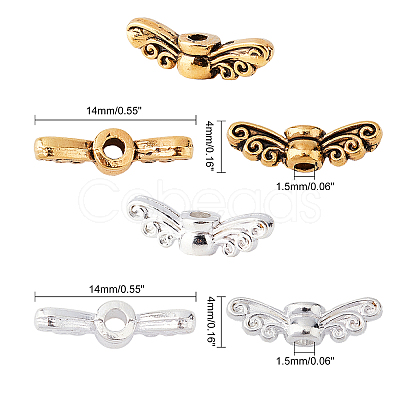 Tibetan Style Alloy Fairy Wing Beads TIBEB-PH0004-81-WH-1