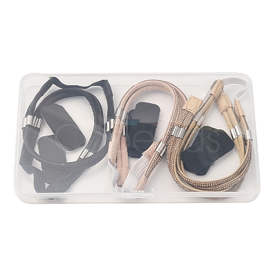 3 Pairs 3 Colors Elastic Imitation Leather Shoelace Bands FIND-DR0001-15A-1