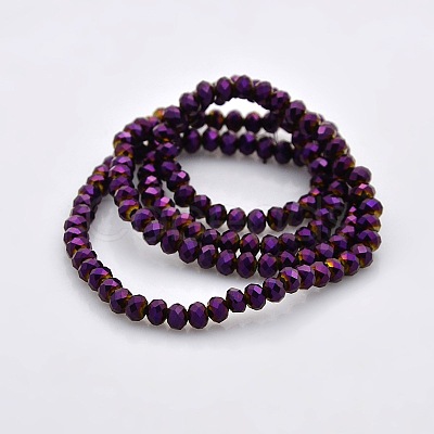 Full Plated Faceted Rondelle Electroplate Glass Beads Strands GLAA-A024C-FP03-1