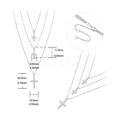 SHEGRACE Rhodium Plated 925 Sterling Silver Tri-Tiered Necklaces JN743A-1