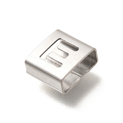 Letter Style 304 Stainless Steel Square Slide Charms STAS-L132-25E-1