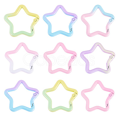 12Pcs Spray Paint Alloy Spring Gate Rings FIND-TA0010-90-1